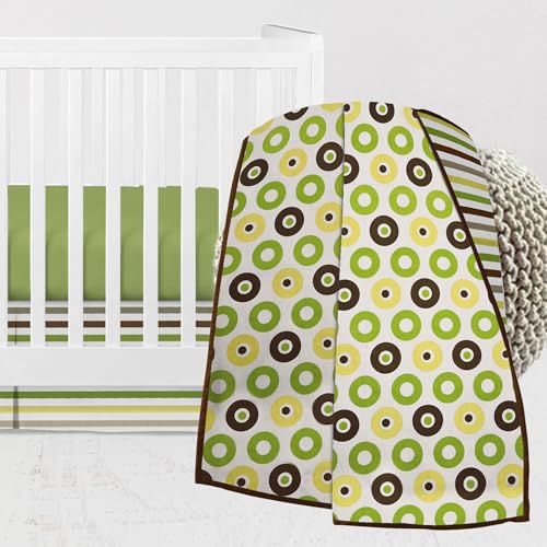 Bacati - Mod Dots Stripes 3-Piece Crib Bedding Set Green Yellow Chocolate