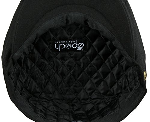 Epoch Men's Classic 8 Panel Wool Blend Newsboy Snap Brim Collection Hat (Nsb1595 Black, Large) #TOP4