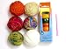 Pony Knitting Spool Knitter or Wood French Knitting Doll, 4 Pins tricotin- Instructions and Needle with 6 Colored Bonbons Balls of Yarn & Plastic Tapestry Needle Kit for Beginner Knitter