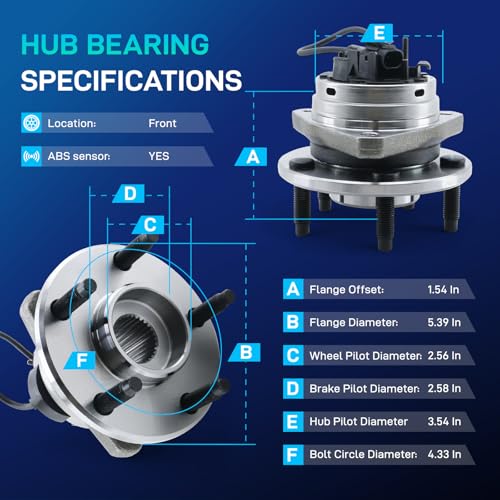 Image of Front Wheel Hub Bearing Assembly Compatible with 2004-2012 Chevy Malibu, 2008-2010 Cobalt HHR, 2005-2010 Pontiac G6, 2007-2009 Saturn Aura Wheel Bearing and Hub Assembly 2006 2011 5 Lugs w /ABS 513214