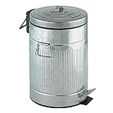 Wenko Retro Garbage, Metal Bin Easy-Close, Trash Can with Lid, Matt, Capacity 3.17 Gal, Dimensions 10 x 16.5 x 10, Grey