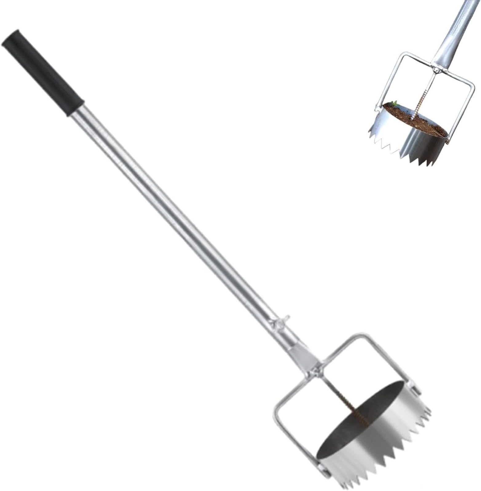 Foratrice per bulbi e pacciamatura, in Acciaio Inox, Regolabile, Strumento per la rimozione delle zolle, per piantare Serre, Cura del Prato e lavori in Giardino
