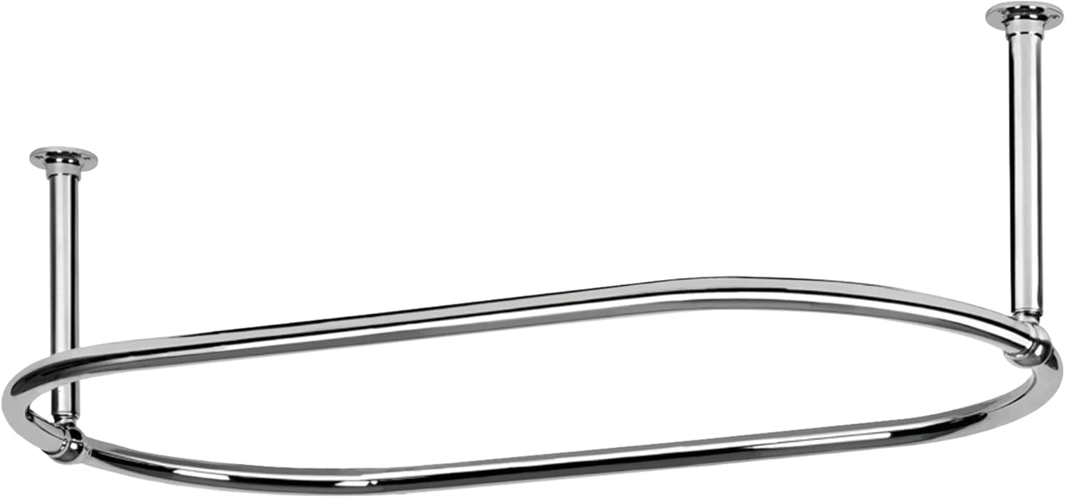 Zamuna Oval Shower Curtain Rail Rod For Bathroom, Traditional, Large