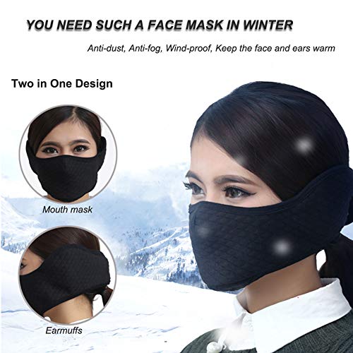 Kivetai Half Face Mask Winter Warmer Dust Mask Windpoof Mouth Mask Ski Mask With Earmuffs Adjustable For Adults For Motorcycle, Cycling, Skiing, Snowboard, Hiking,Outdoor Activities #TOP1
