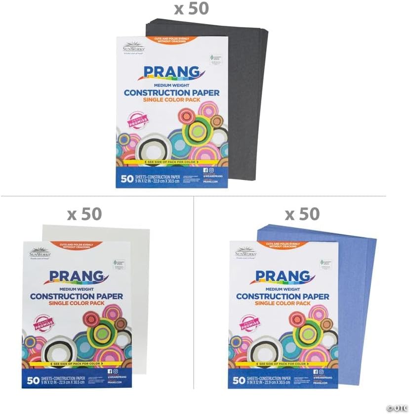 Fun Express 9" x 12" Bulk 150 Pieces Winter-Themed SunWorks Construction Paper Assortment