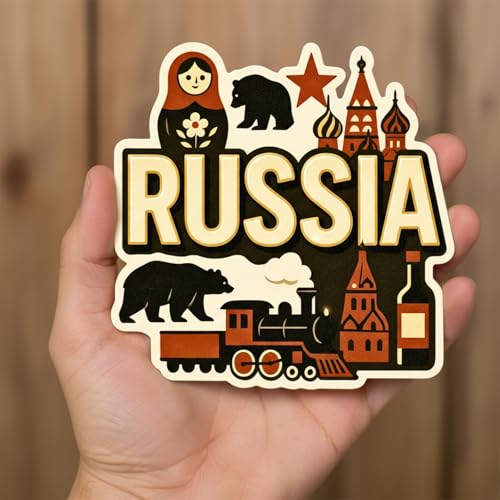 Image of Souvenir Fridge Magnet | 4x3 Inch Collectible Travel Decor | Strong & Durable Refrigerator Magnet with Iconic Landmarks for Travelers (Russia)