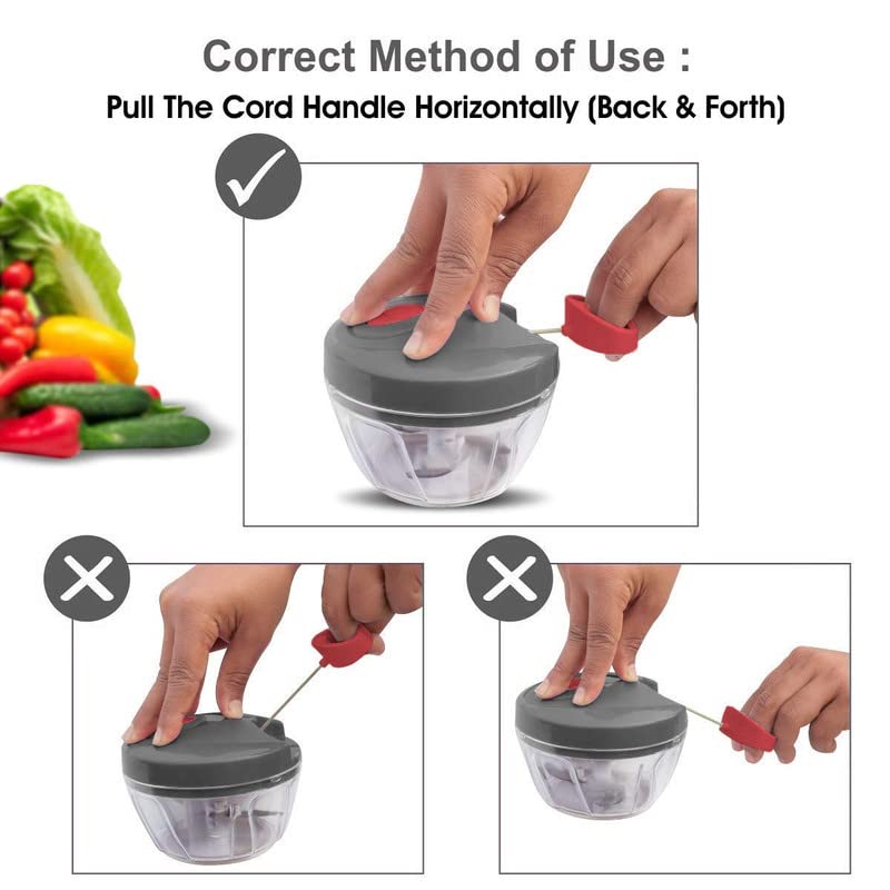 Image of SORATH 3 Blade Maual Chopper Mini Handy and Compact Chopper for Effortlessly Chopping Vegetables and Fruits for Your Kitchen