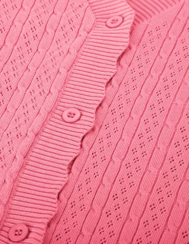 Short Sleeve Cardigan For Women Vee Neck Crochet Sweater Jacket Cropped Bolero Shrug Cardigan(Watermelon S) #TOP7