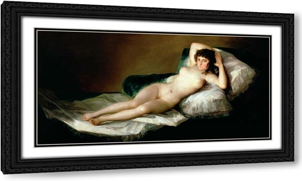 ArtDirect Goya, Francisco 24x14 Black Modern Framed Art Print Titled: La Maja desnuda