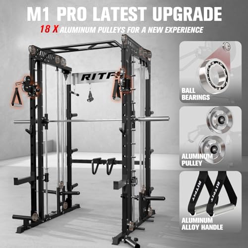 RitFit M1 Pro Smith Machine with Cable Crossover System, Multi-Function Squat Rack Power Cage for Home Gym, Power Rack and Packages - Image 4