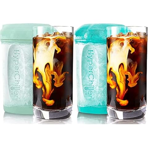 Bundle of HyperChiller HC2M Patented Iced Coffee/Beverage Cooler, 12.5 Oz, Spearmint + HyperChiller HC2AS Patented Iced Coffee/Beverage Cooler, 12.5 Oz, Aqua Sky, Reusable for Tea, Wine, Alcohol Cover