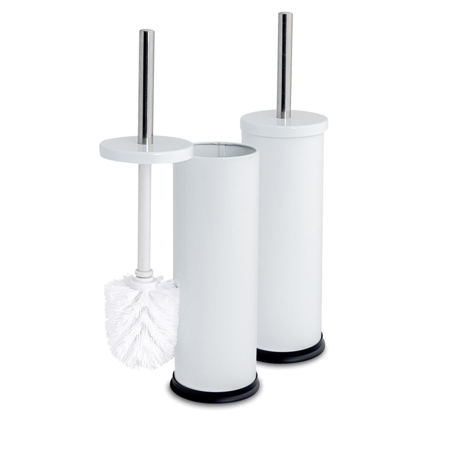 Harbour Housewares 2X White Toilet Brushes With HolderRound Brush With Non Slip Base Rust Resistant Toilet Cleaning Brush Set from B&Q