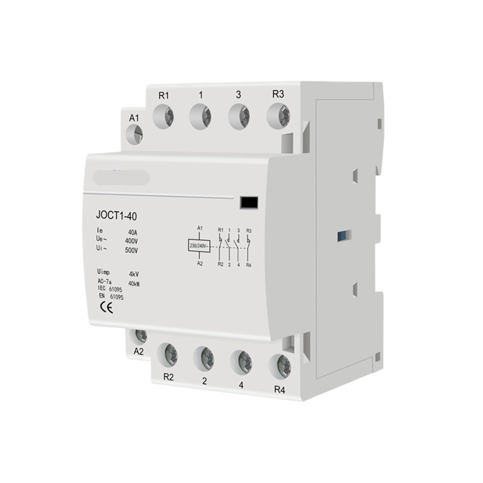 IVEKYKIBC 4P 40A 220V/230V 50/60Hz Din Rail Household AC Contactor 4NO 4NC 2NO2NC 1Pcs(4P 40A 2NO 2NC)