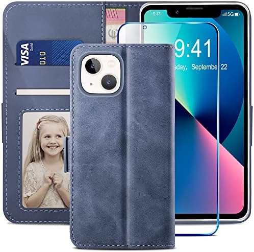YATWIN Case Compatible for iPhone X/XS, Magnetic Closure Flip Leather Wallet Case with Tempered Glass Screen Protector Kickstand Phone Cases Cover Compatible for iPhone X/XS - Black