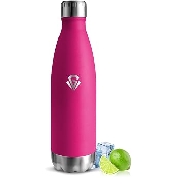 Stainless Steel Water Bottle 500 ml Thermos Flask BPA-Free Sports Water Bottle Leak-Proof Water Bottle Suitable for Carbonated Drinks Thermos Flask for Fitness Gym Pink-Red
