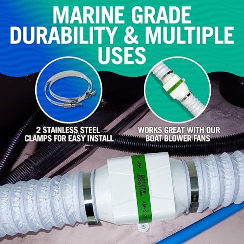 Image of Boat Blower Hose, 3 Inch Marine Exhaust Hose, 10 Ft Flexible PVC Duct | Bilge, Engine Compartment, Galley, Head, or Dryer Vent, White
