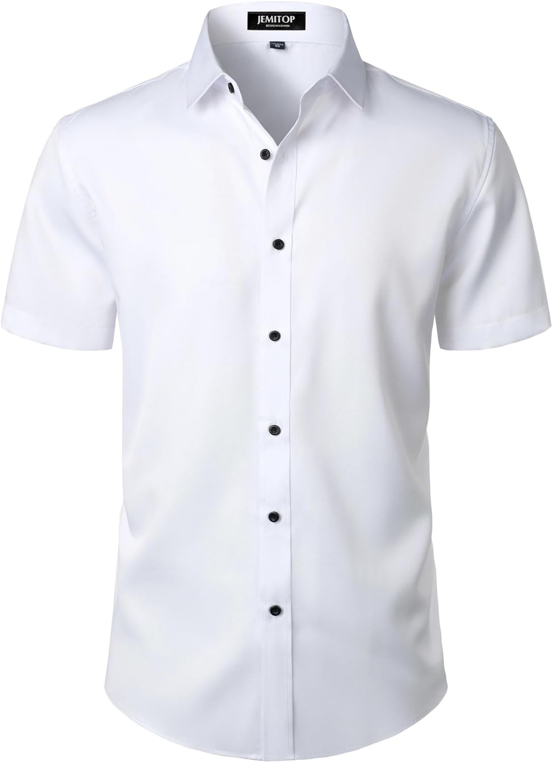JEMITOP Men's Stretch Wrinkle Free Dress Shirts Formal Wedding Prom Short Sleeve Slim Fit Button Down Shirt