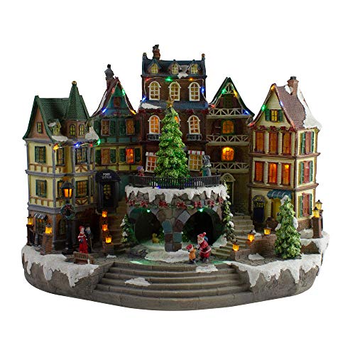 Northlight 17" LED Lighted European Village Winter Christmas Scene with Twirling Tree