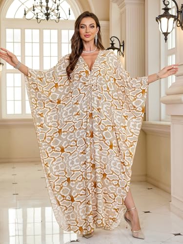 Image of KEYLORTING Plus Size Kaftan Dress Women, African Moo Moo Print Caftan, Batwing Dress, Beach Cover Up for Party and Loungewear