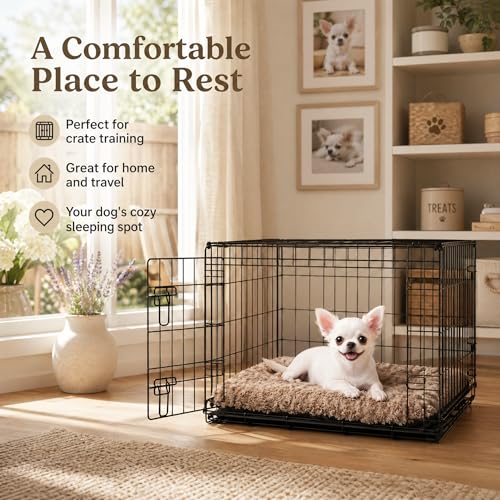 Image of Dog Crate Pad for Crate /Floor /Car for Extra Small Dogs Washable | Small Dogs Crate Pad with Non Slip Bottom,Soft Dog Crate Pad for Toy Poodle Yorkshire Chihuahua,18 inchx12 inch Brown
