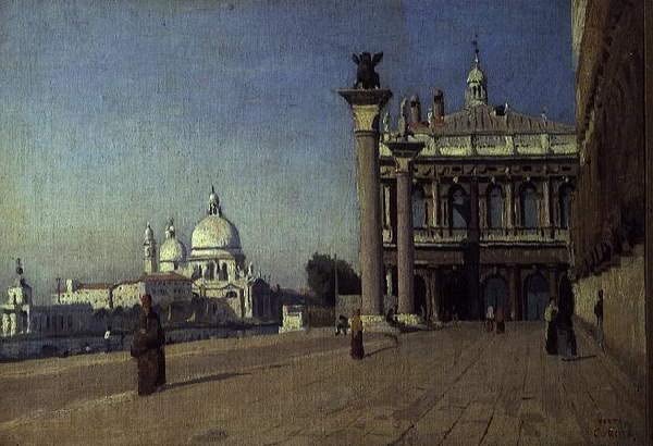 Affiche Toile Corot Matin à Venise de qualité supérieure 60x90cm