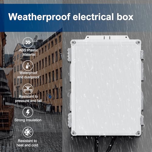 Image of Namunanee Outdoor Electrical Junction Box, ABS Water Resistant Enclosure with Internal Mounting Panel & Hinged Cover (15 inch H x 11 inch L x 6 inch W)