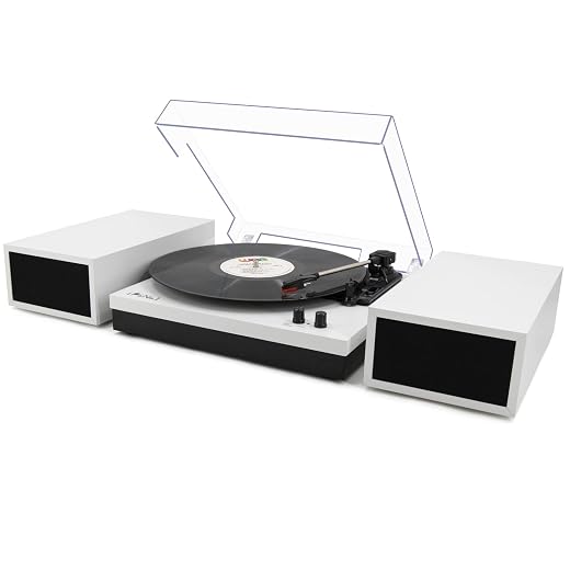 LP&No.1 Bluetooth Vinyl Record Player with External Speakers, 3-Speed Belt-Drive Turntable for Vinyl Albums with Auto Off and Bluetooth Input