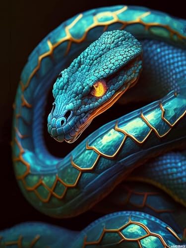 Anti-stress kit peinture diamant serpent vert toile collante
