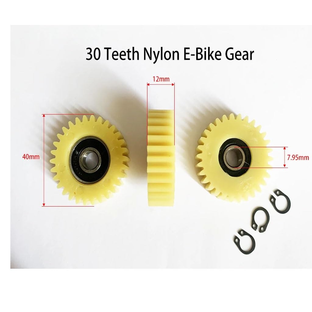 Shaft Pinion 3pcs 30 Teeth Nylon Electric Bike Motor 40mm Diameter 12mm Thickness Electric Bicycle Nylon Gear 7.95mm Inner Hole Pinion Motor Transmission