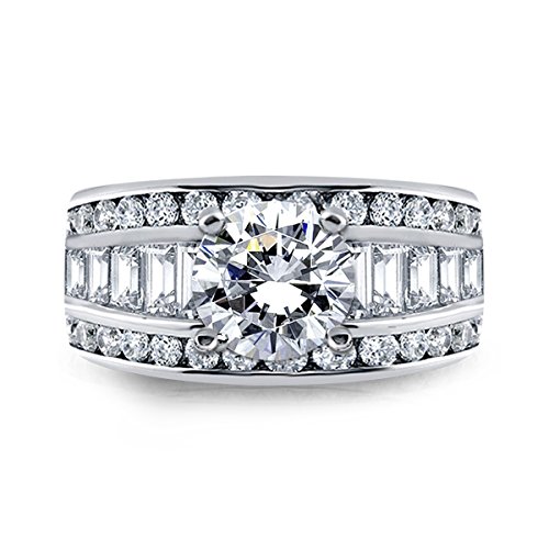 Samie Collection Rhodium Plated 4.43ctw Enchant Vintage 3-Raw Wedding Ring