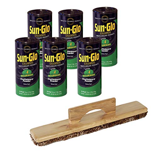 Sun-Glo 6 Cans #4 Yellow Bear Wax w/ 1 Shuffleboard Sweep