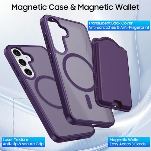 Ntwinro Magnetic for Samsung Galaxy S25 FE Wallet Case, Purple by Ntwinro - Used condition - Image 2