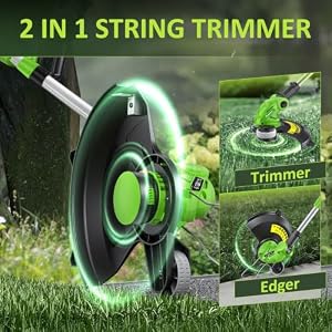 20V Electric Cordless String Trimmer, 2X 2.0Ah Battery Powered Lawn Trimmer — photo 4 of 6