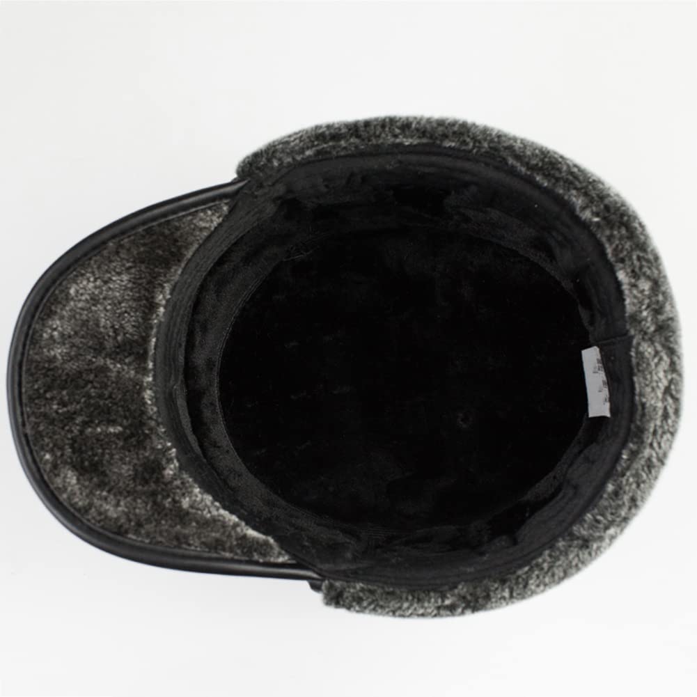DongBao Berretto Militare Inverno - Cappello Inverno Uomo - Berretto in Pelle - Berretto Foderato - Cappello con Paraorecchie Autunno/Inverno