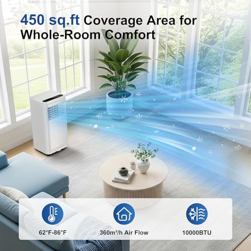 Image of Uthfy 10,000BTU Portable Air Conditioners, 4-in-1 Air Conditioner with Cooling, Fan & Dehumidifier and Sleep, 4 Modes, 24H Timer, Window Kit Included, Portable AC Units for Indoor Room, Bedroom Use