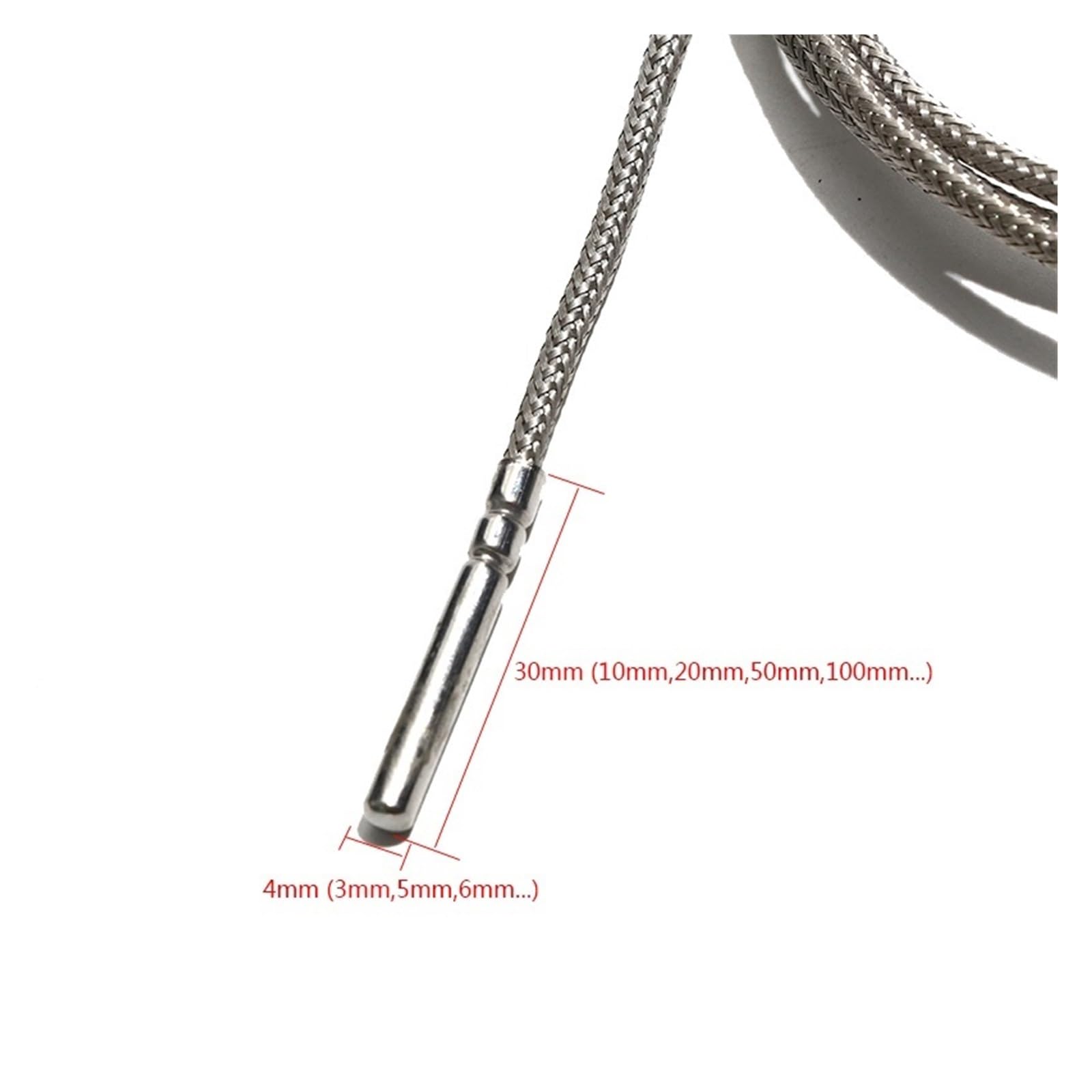 Sensor de medición de temperatura termopar PT100 sonda impermeable 0,5 M 1M cable de conexión 3U terminales B 2B(2M Cable Length,2B Level 0.5mm)