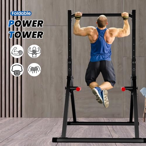 Image of DOBESTS Power Tower Pull Up Bar Free Standing, Foldable Pull Up Station