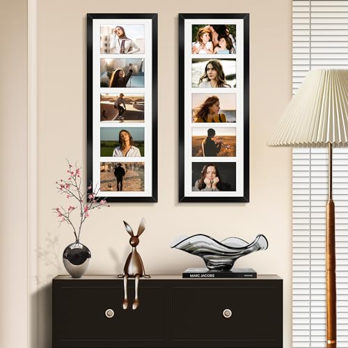 Picrit 8x24 Black Collage Picture Frame 3 Pack, Fits Five 4x6 Photos or One 8x24 Picture, Gallery Frame Set - Poster Frames for Horizontal or Vertical Display