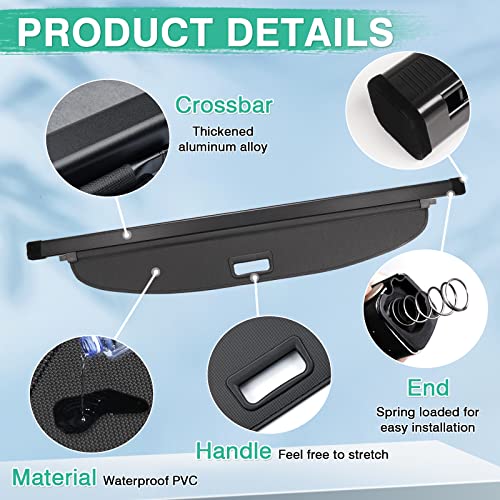 Image of Powerty Cargo Cover for 2010-2014 2015 Toyota Prius 1.8L Accessories Trunk Cover Retractable Trunk Shielding Shade Privacy Covers(Not Fit Toyota Prius C and Toyota Prius V)