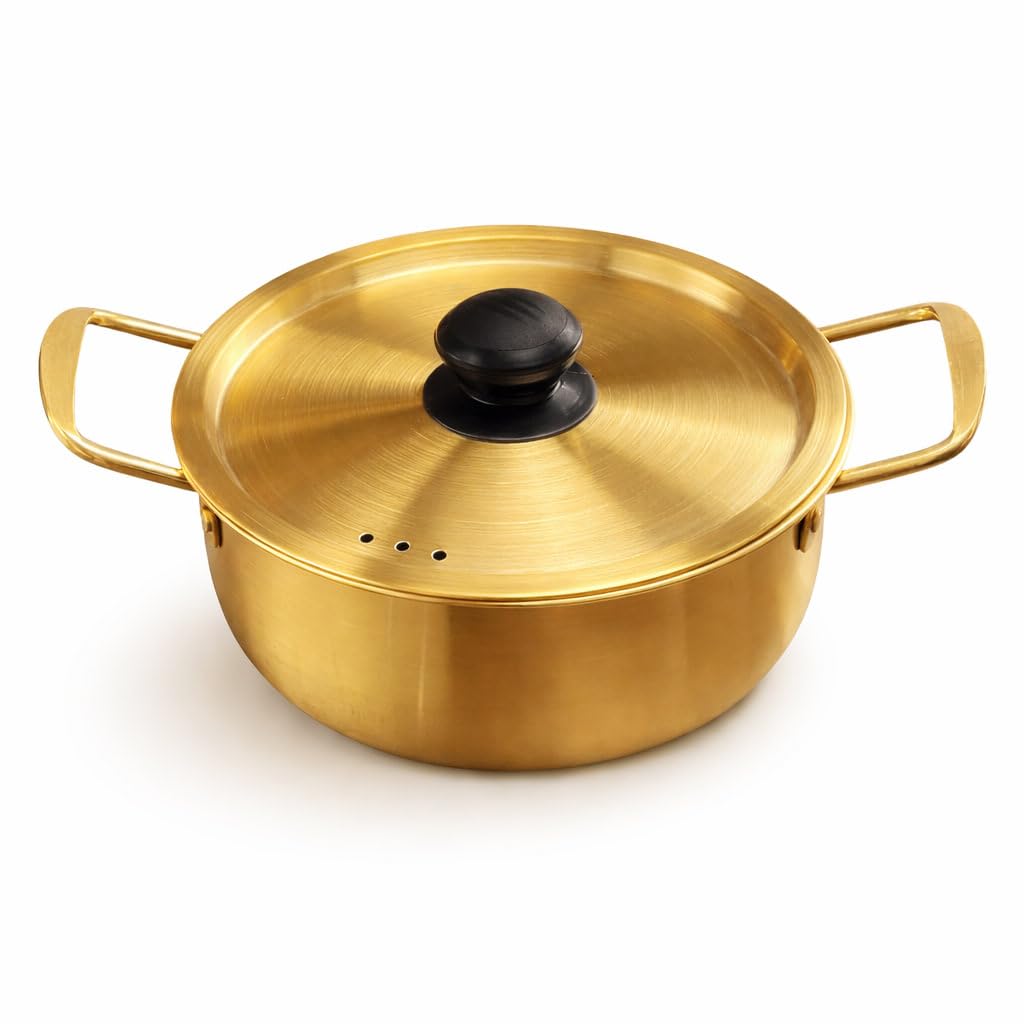 yopple Golden Stainless Steel Rice Cooker 3L with Strainer Lid, Rice Boiler Pot, Induction Base, Gold Finish Traditional Indian Cooking Serving Pot Bowl-picture-39