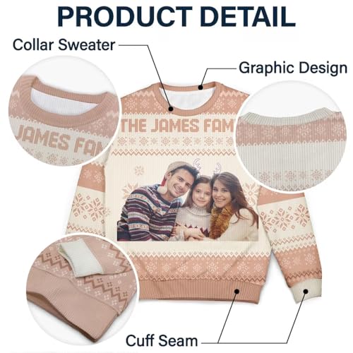 Custom Face Christmas Funny Gift for Family, Couple, Dad, Mom, Grandpa, Grandma Photo Sweater, Personalized Family Photo Ugly Sweater, Ugly Christmas Pattern, Christmas Sweatshirt, Gift for Christmas3