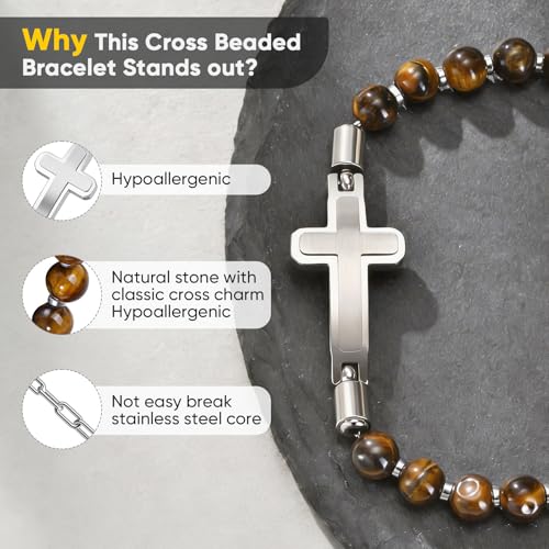 Pulsera cruz cristiana ajustable para hombre miniatura 2