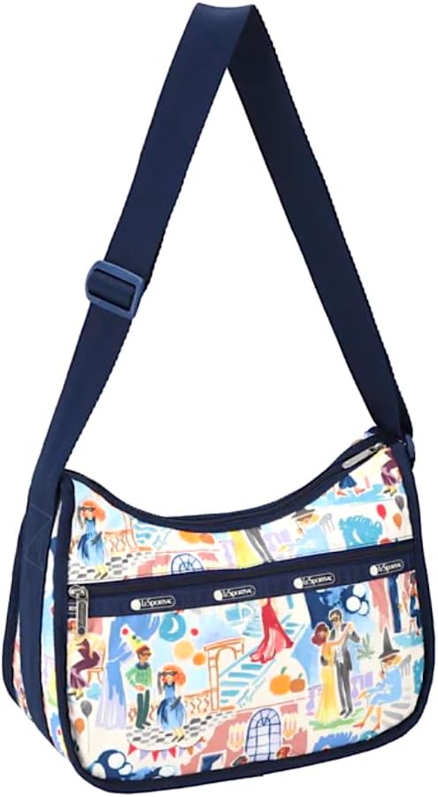 LeSportsac Masquerade Classic Hobo Crossbody Bag + Cosmetic Bag, Style 7520/Color E713, Modern Masquerade Ball, Elegantly & Fashionably Dressed Whimsical People, Glamorous & Mysterious Party,Pearlized - Image 3