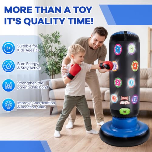 Punching Bag for Kids, with Scoring LED Lights & 6 Game Modes, 60 Inch - image 5