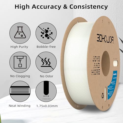 Image of 3DHoJor Update Basic PETG Filament 1.75mm, PETG 3D Printer Filament, 2.2 LBS (1KG) Cardboard Spool, Fit Most FDM 3D Printer, White