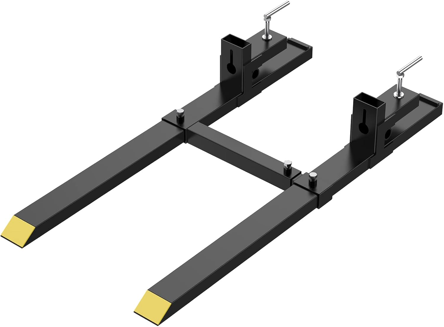 Pallet Forks 60" 1500lbs Load Clamp on Pallet Forks with Adjustable Stabilizer Bar, Heavy Duty Forks for Tractor Bucket for Box, Fence Installation, Lumber and Hay Bale 60"1500LB
