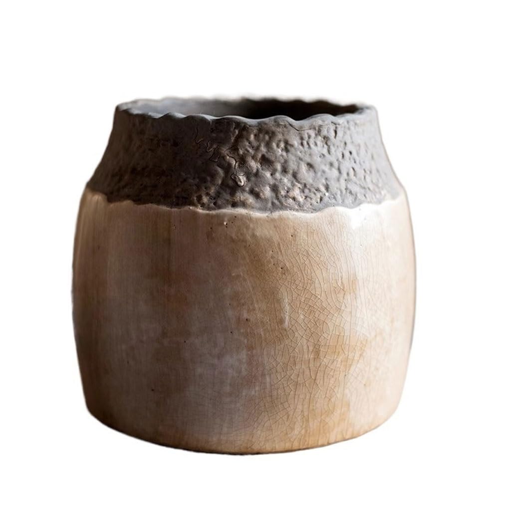 GELASIGE Flower Pots Antique Old Vase Flower Vases Household Handmade Coarse Pottery Jars Flower Arrangement Ornaments Outdoor Flower Pots(A)