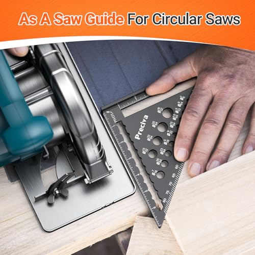 Preciva 2Pcs Aluminum Alloy Carpenter Square Set - 7" Rafter Square & 12" Combination Square | Precision Layout & Marking Tool for Woodworking Framing - Image 5