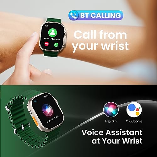 Image of Kratos SW17 Ultra+ Smartwatch with 1.96 inch Touch Display, Advanced BT Calling, Wireless Charging Smart Watch, Voice Assistant, 100+ Sports Modes, Rotating Crown, Metallic Body, IP67, Heart Rate, SpO2