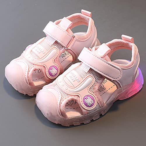 Infant Girls Boys Child Light On LED Baby Shoes Sandals Non Slip Soft Sole Open Toe Sandals Princess (Pink, 10 Toddler)3